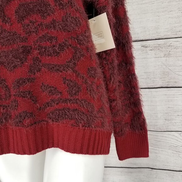 NWT 14th & Union S Eyelash Knit Pullover Sweater Fuzzy Red - Picture 6 of 8